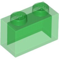 LEGO Trans-Green Brick 1 x 2 without Bottom Tube 3065 - 306548