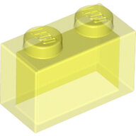 LEGO Trans-Neon Green Brick 1 x 2 without Bottom Tube 3065 - 6081496