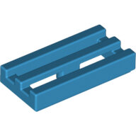 LEGO Dark Azure Tile, Modified 1 x 2 Grille with Bottom Groove / Lip 2412b - 6152109