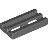 LEGO Dark Bluish Gray Tile, Modified 1 x 2 Grille with Bottom Groove / Lip 2412b - 4210631