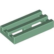 LEGO Sand Green Tile, Modified 1 x 2 Grille with Bottom Groove / Lip 2412b - 4163471