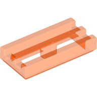 LEGO Trans-Neon Orange Tile, Modified 1 x 2 Grille with Bottom Groove / Lip 2412b - 6124829