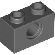 LEGO Dark Bluish Gray Technic, Brick 1 x 2 with Hole 3700 - 4211111