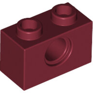 LEGO Dark Red Technic, Brick 1 x 2 with Hole 3700 - 4215402