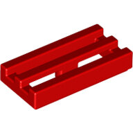LEGO Red Tile, Modified 1 x 2 Grille with Bottom Groove / Lip 2412b - 241221