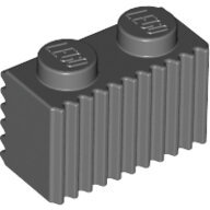 LEGO Dark Bluish Gray Brick, Modified 1 x 2 with Grille (Flutes) 2877 - 4210636