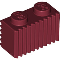 LEGO Dark Red Brick, Modified 1 x 2 with Grille (Flutes) 2877 - 6252185
