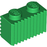 LEGO Green Brick, Modified 1 x 2 with Grille (Flutes) 2877 - 287728