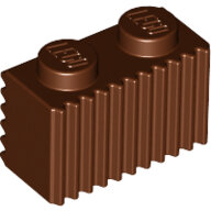 LEGO Reddish Brown Brick, Modified 1 x 2 with Grille (Flutes) 2877 - 4223303