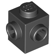 LEGO Black Brick, Modified 1 x 1 with Studs on 2 Sides, Adjacent 26604 - 6187572