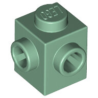 LEGO Sand Green Brick, Modified 1 x 1 with Studs on 2 Sides, Adjacent 26604 - 6223225