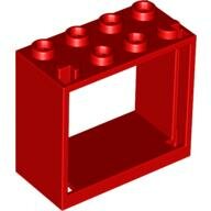 LEGO Red Window 2 x 4 x 3 Frame - Hollow Studs 60598 - 4528164