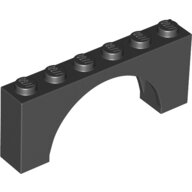 LEGO Black Brick, Arch 1 x 6 x 2 - Medium Thick Top without Reinforced Underside 15254 - 6184876