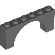LEGO Dark Bluish Gray Brick, Arch 1 x 6 x 2 - Medium Thick Top without Reinforced Underside 15254 - 6106191