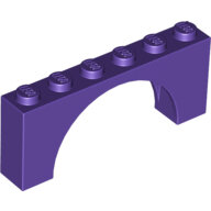 LEGO Dark Purple Brick, Arch 1 x 6 x 2 - Medium Thick Top without Reinforced Underside 15254 - 6107874