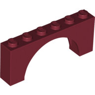 LEGO Dark Red Brick, Arch 1 x 6 x 2 - Medium Thick Top without Reinforced Underside 15254 - 6267406