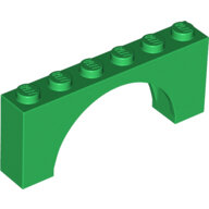 LEGO Green Brick, Arch 1 x 6 x 2 - Medium Thick Top without Reinforced Underside 15254 - 6288571