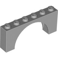 LEGO Light Bluish Gray Brick, Arch 1 x 6 x 2 - Medium Thick Top without Reinforced Underside 15254 - 6106189