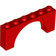 LEGO Red Brick, Arch 1 x 6 x 2 - Medium Thick Top without Reinforced Underside 15254 - 6106184