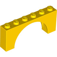 LEGO Yellow Brick, Arch 1 x 6 x 2 - Medium Thick Top without Reinforced Underside 15254 - 6192924