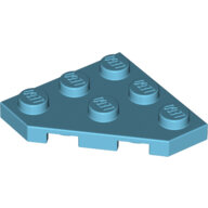 LEGO Medium Azure Wedge, Plate 3 x 3 Cut Corner 2450 - 6112750