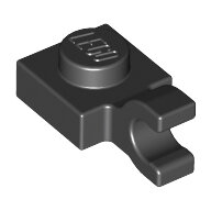 LEGO Black Plate, Modified 1 x 1 with Open O Clip (Horizontal Grip) 61252 - 4517925