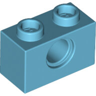 LEGO Medium Azure Technic, Brick 1 x 2 with Hole 3700 - 6322828