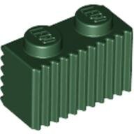 LEGO Dark Green Brick, Modified 1 x 2 with Grille / Fluted Profile 2877 - 4236808