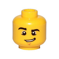 LEGO Yellow Minifigure, Head Male Black Eyebrows, Chin Dimple and Lopsided Grin Pattern - Hollow Stud 3626c - 6021844