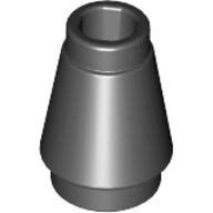 LEGO Black Cone 1 x 1 with Top Groove 4589b - 4529236