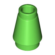 LEGO Bright Green Cone 1 x 1 with Top Groove 4589b - 6331100