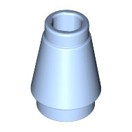LEGO Bright Light Blue Cone 1 x 1 with Top Groove 4589b - 6383141