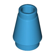 LEGO Dark Azure Cone 1 x 1 with Top Groove 4589b - 6404754