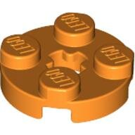 LEGO Orange Plate, Round 2 x 2 with Axle Hole 4032 - 4164243