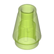 LEGO Trans-Bright Green Cone 1 x 1 with Top Groove 4589b - 6337628