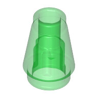 LEGO Trans-Green Cone 1 x 1 with Top Groove 4589b - 6301316