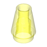 LEGO Trans-Neon Green Cone 1 x 1 with Top Groove 4589b - 6172230