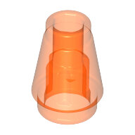 LEGO Trans-Neon Orange Cone 1 x 1 with Top Groove 4589b - 6172239