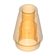 LEGO Trans-Orange Cone 1 x 1 with Top Groove 4589b - 6172233