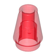 LEGO Trans-Red Cone 1 x 1 with Top Groove 4589b - 6337596