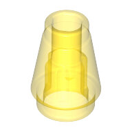 LEGO Trans-Yellow Cone 1 x 1 with Top Groove 4589b - 6167288