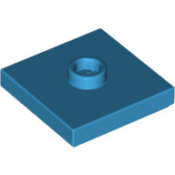 LEGO Dark Azure Plate, Modified 2 x 2 with Groove and 1 Stud in Center (Jumper) 87580 - 6029163