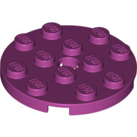 LEGO Magenta Plate, Round 4 x 4 with Hole 60474 - 6096210