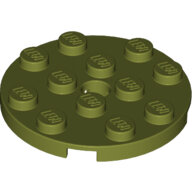 LEGO Olive Green Plate, Round 4 x 4 with Hole 60474 - 6024666