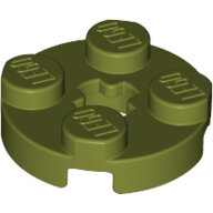 LEGO Olive Green Plate, Round 2 x 2 with Axle Hole 4032 - 6186035