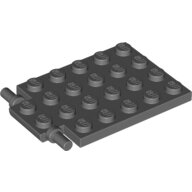 LEGO Dark Bluish Gray Plate, Modified 4 x 6 with Trap Door Hinge (Long Pins) 92099 - 4595710