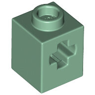 LEGO Sand Green Technic, Brick 1 x 1 with Axle Hole 73230 - 6359069