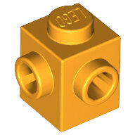 LEGO Bright Light Orange Brick, Modified 1 x 1 with Studs on 2 Sides, Adjacent 26604 - 6292415
