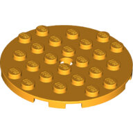 LEGO Bright Light Orange Plate, Round 6 x 6 with Hole 11213 - 6131694