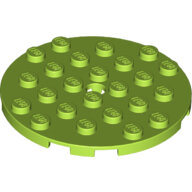 LEGO Lime Plate, Round 6 x 6 with Hole 11213 - 6133836